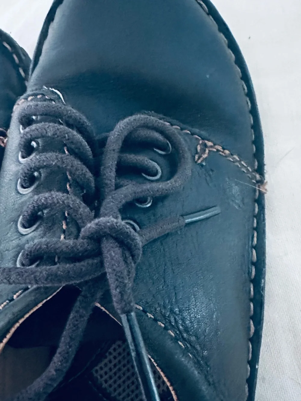 Black Leather Lace-Up Casual Shoes